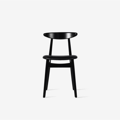 Sedia Teo in faggio nero con seduta in cuoio vegetale nero Vincent Sheppard