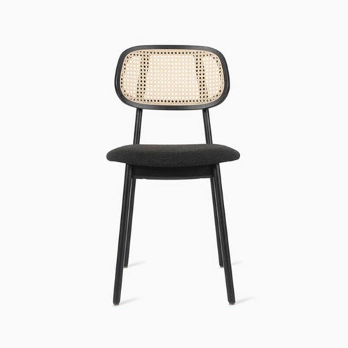 Chaise Titus chêne teinté noir siège rembourré