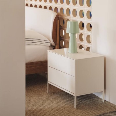 Table de chevet Vedrana 2 tiroirs DM laqué blanc 60 x 55 cm KaveHome