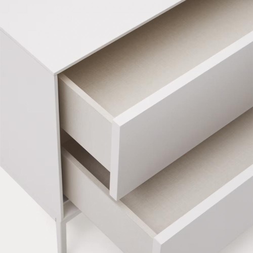 Comodino Vedrana a 2 cassetti DM laccato bianco 60 x 55 cm