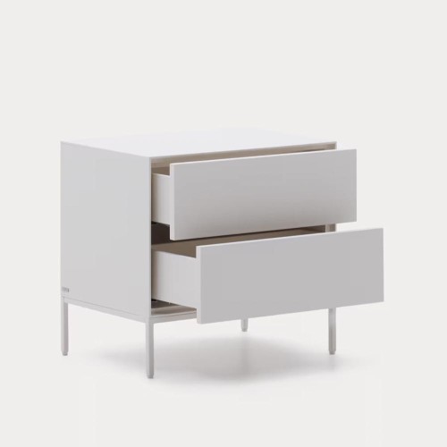 Table de chevet Vedrana 2 tiroirs DM laqué blanc 60 x 55 cm