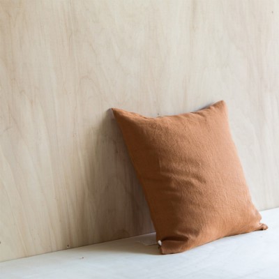 Caramel washed linen cushion Gabrielle Paris