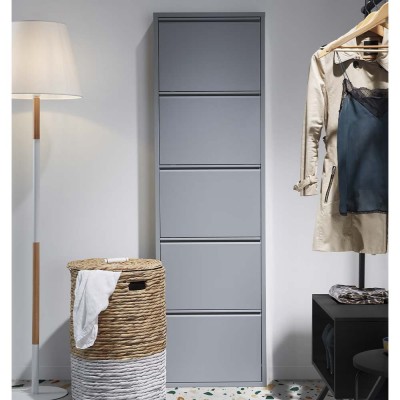 Ode 50 x 168,5 cm 5-deurs grijze schoenenkast KaveHome
