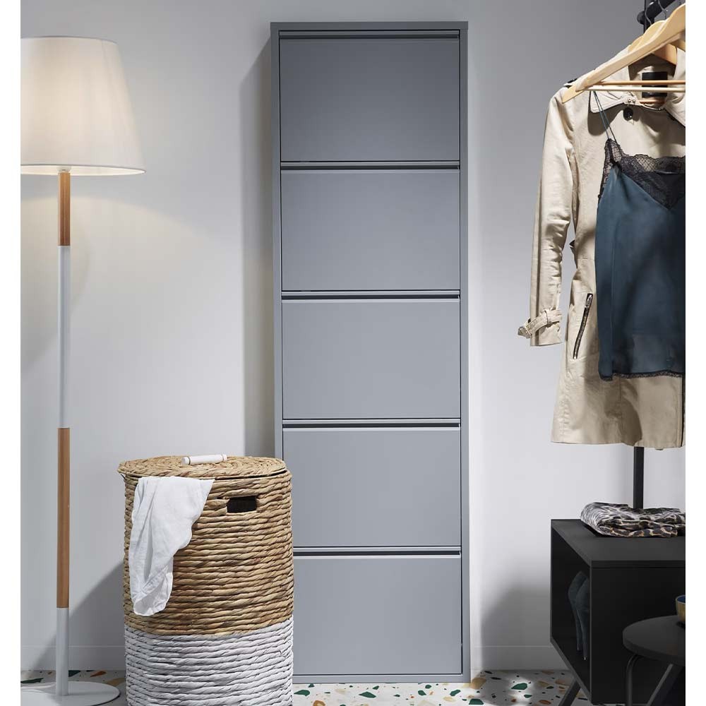 Meuble chaussures Ode 50 x 168,5 cm 5 portes gris
