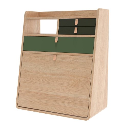 Gaston wandbureau 60 cm eiken - groen