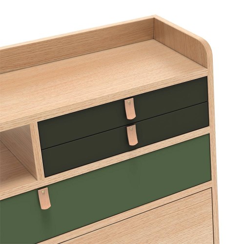 Gaston wall desk 80 cm oak - green
