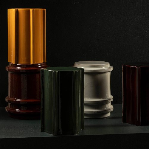 Pawn dark red geometric side table