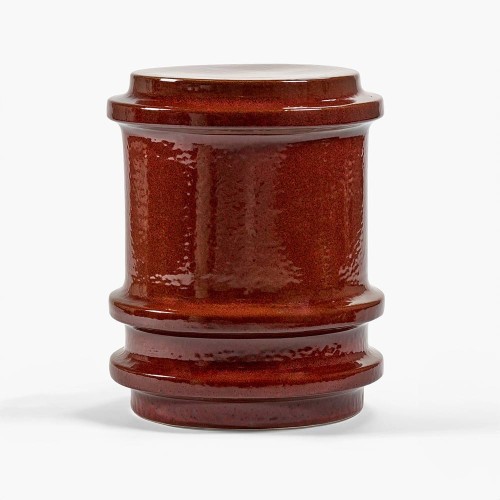 Pawn dark red geometric side table