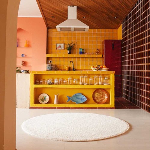 Tappeto rotondo Woolable, naturale