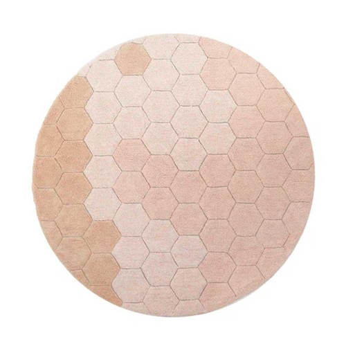 Washable round rug Honeycomb pink