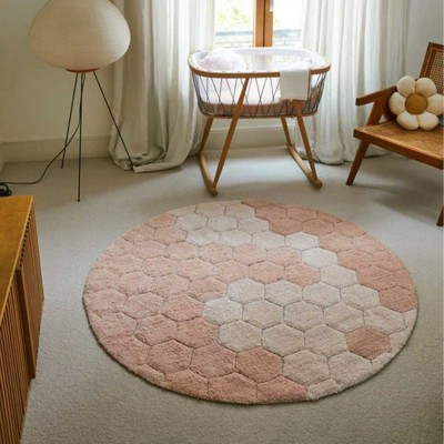 Tapis rond lavable Honeycomb rose 2