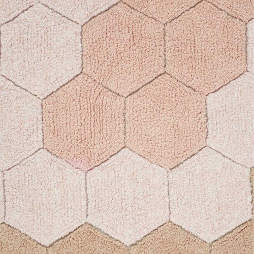 Washable round rug Honeycomb pink