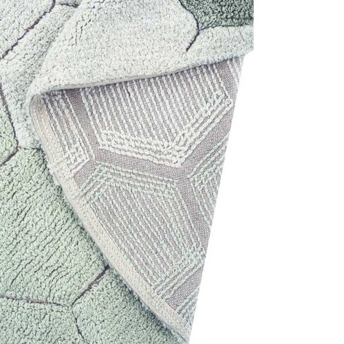 Washable round rug Honeycomb sage blue