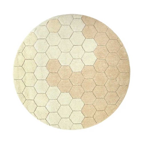 Alfombra redonda lavable Honeycomb oro