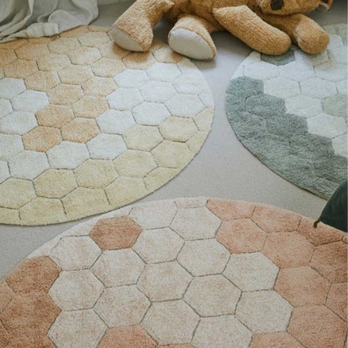 Alfombra redonda lavable Honeycomb oro