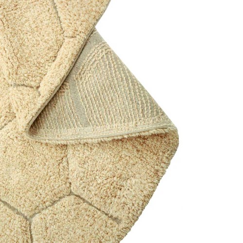 Runder, waschbarer Teppich Honeycomb goldfarben
