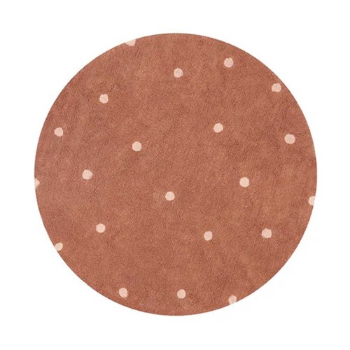 Waschbarer runder Teppich Dot Chestnut