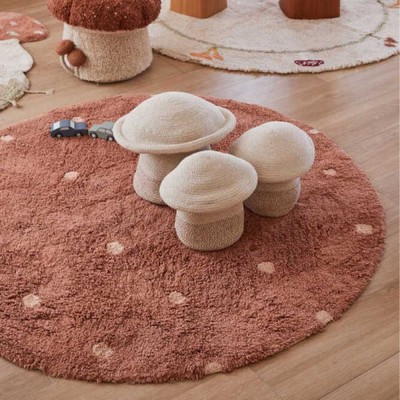 Alfombra redonda lavable Dot Châtaigne 2