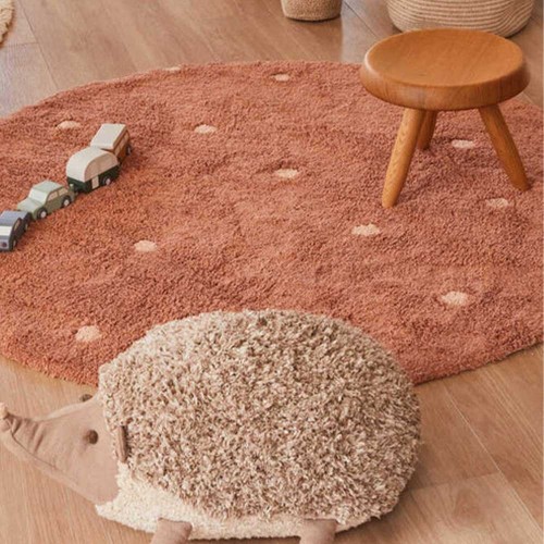 Waschbarer runder Teppich Dot Chestnut