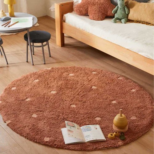 Waschbarer runder Teppich Dot Chestnut