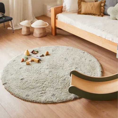 Tappeto rotondo lavabile Dot blu salvia