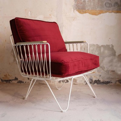 Capsule Collectie - Fauteuil Croisette Velours Lie de Vin Honoré