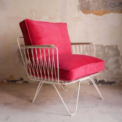 Colección cápsula - Sillón Croisette de terciopelo fucsia Honoré