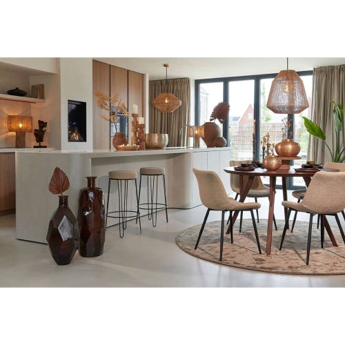 Mesa de comedor QUENZA de madera de acacia marrón oscuro Ø120x76 cm