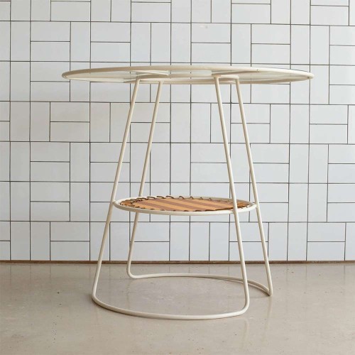 Tisch Palmer Eisen ecru Streifen brick/braun