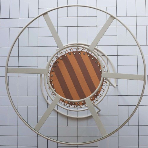 Table Palmer iron ecru Stripes brick/brown