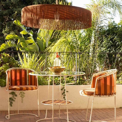 Table Palmer iron ecru Stripes brick/brown