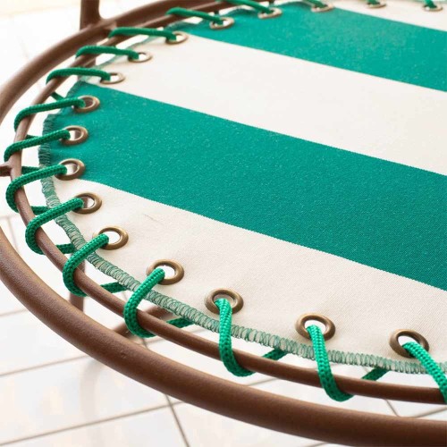 Mesa Palmer de hierro marrón con rayas verdes/blancas