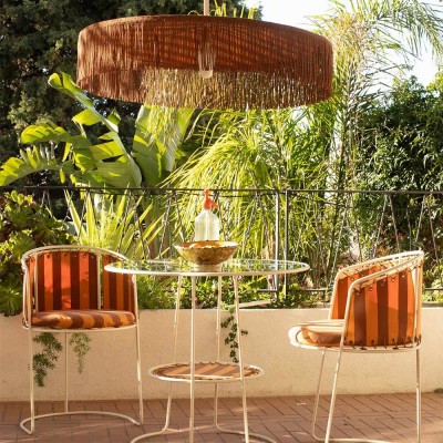 Palmer ecru iron chair with brick/brown stripes 2