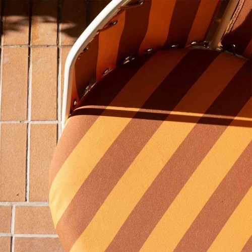 Chaise Palmer fer écru + rayures brick/marron