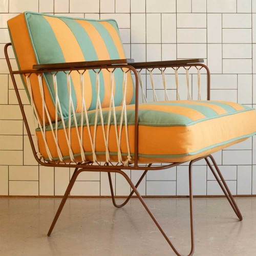 Gestreepte Croisette fauteuil voor buiten