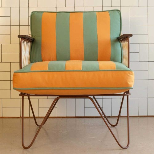 Gestreepte Croisette fauteuil voor buiten