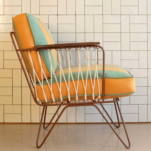 Gestreepte Croisette fauteuil voor buiten