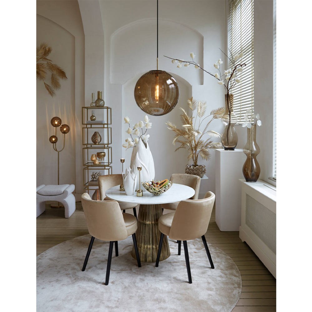 Tavolo Ø100x78 cm LEYDA marmo bianco-bronzo antico