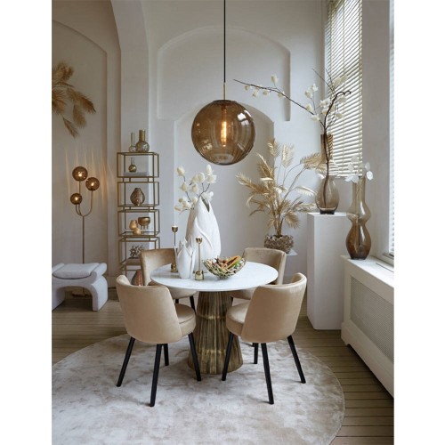 Tafel Ø100x78 cm LEYDA antiek wit-brons marmer