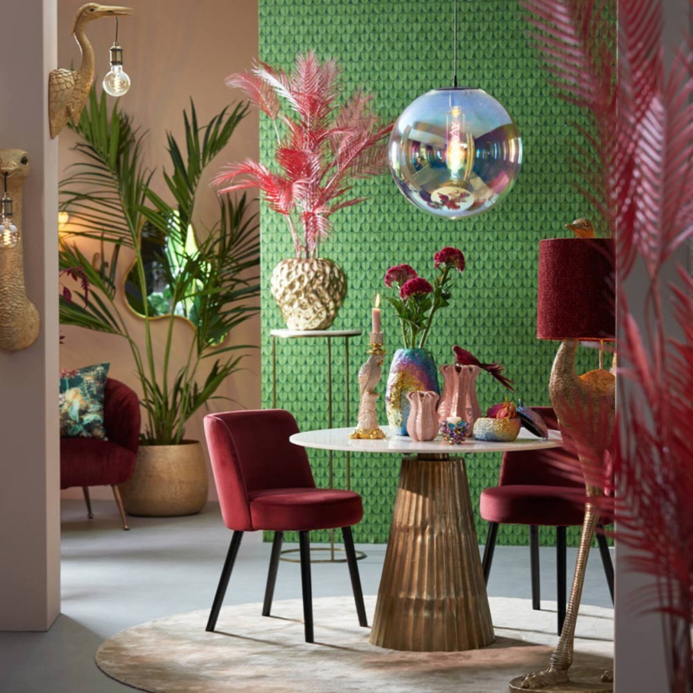 Tafel Ø100x78 cm LEYDA antiek wit-brons marmer