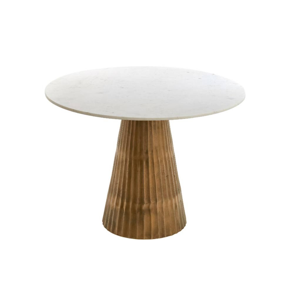 Table Ø100x78 cm LEYDA white-bronze antique marble
