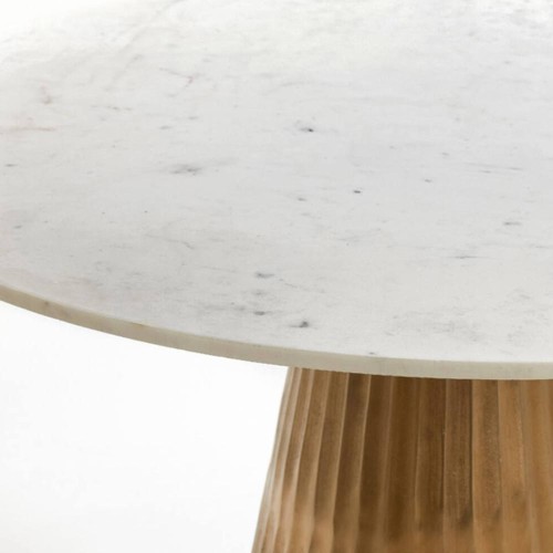 Table Ø100x78 cm LEYDA marbre blanc-bronze antique
