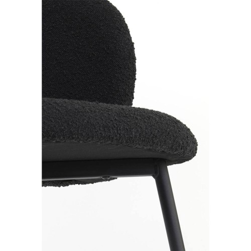 Chaise 56x55x79 cm ELYNA bouclé noir-noir mat