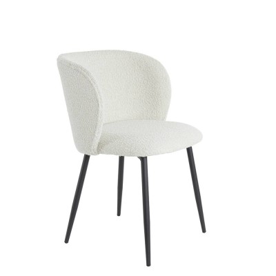 56x55x79 cm ELYNA curly matte cream-black chair light and living