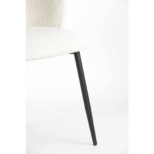 Chaise 56x55x79 cm ELYNA bouclé crème-noir mat