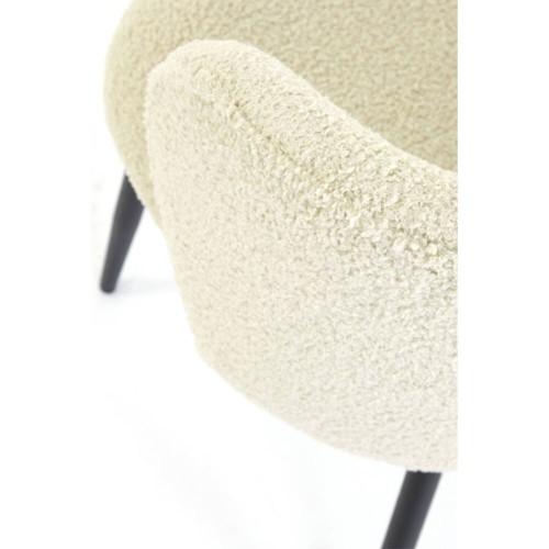 Chaise 56x55x79 cm ELYNA teddy beige clair-noir mat