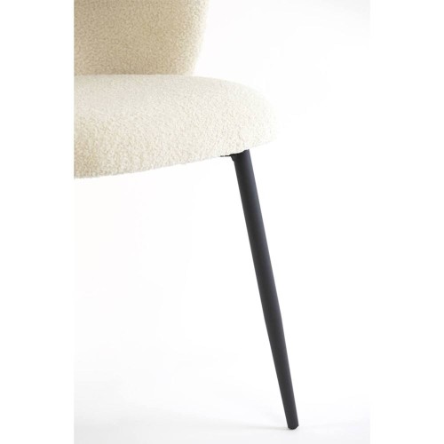 Silla de peluche ELYNA 56x55x79 cm beige claro-negro mate