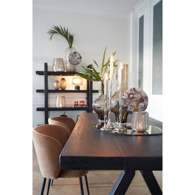 Sedia ELYNA in velluto marrone-nero opaco 56x55x79 cm 2