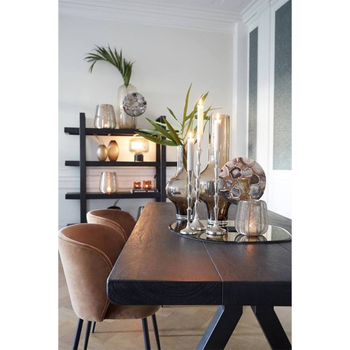 Silla ELYNA terciopelo marrón-negro mate 56x55x79 cm