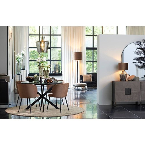 Stuhl 56x55x79 cm ELYNA velvet braun-schwarz matt